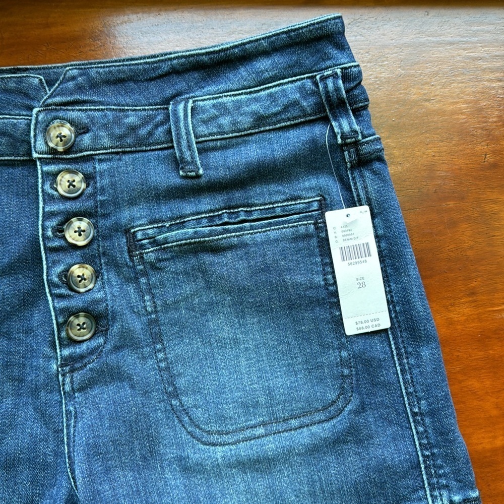 Pilcro Dark Blue Jean Shorts with Button Fly